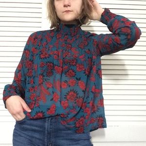 High neck floral blouse